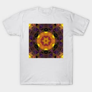 Mosaic Kaleidoscope Flower Purple Yellow and Pink T-Shirt